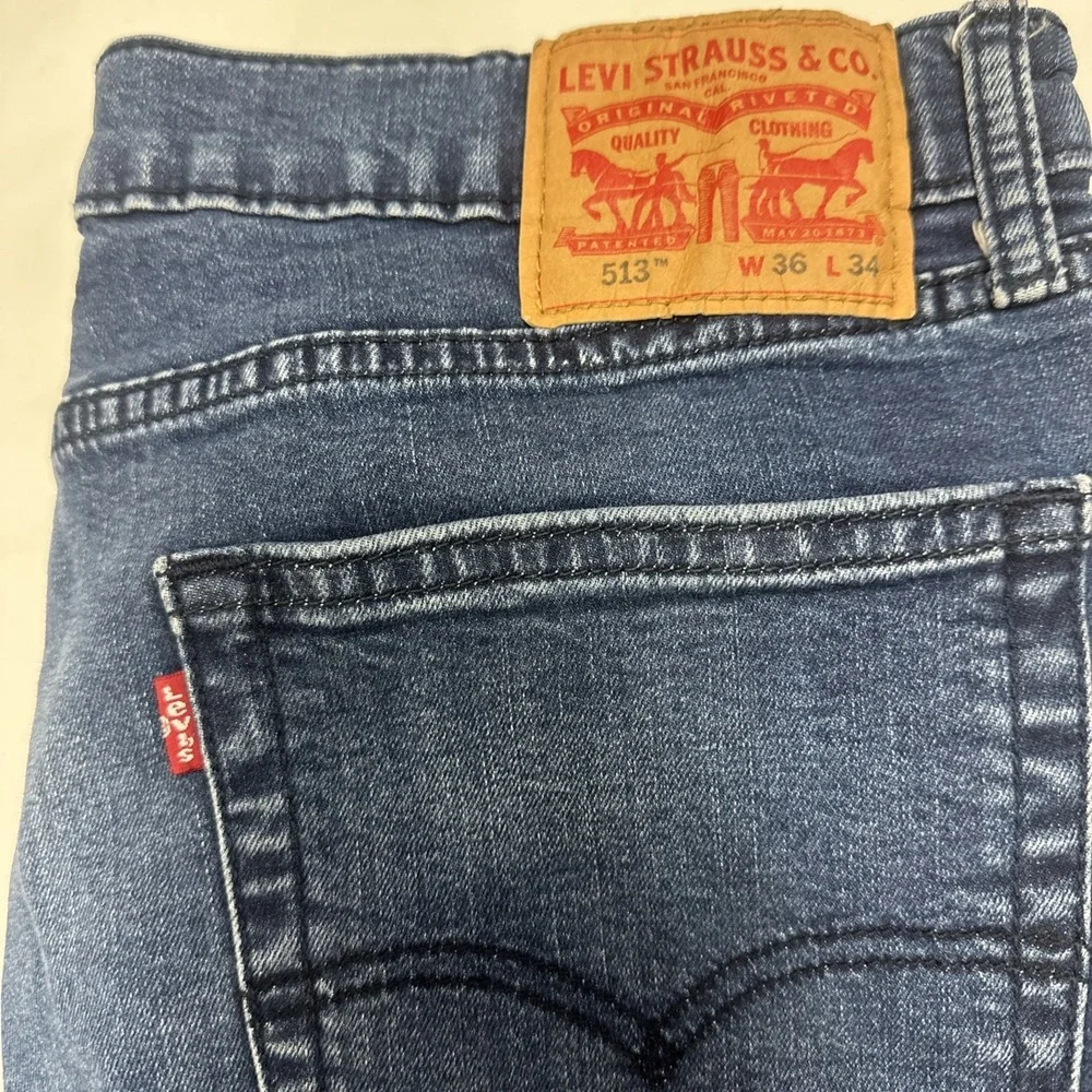 Levi's 513 Jeans Mens 36x30 Blue Dark‎ Wash